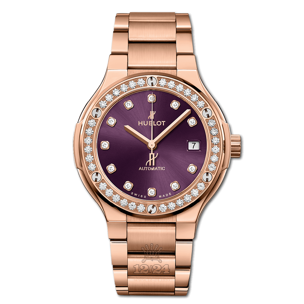 Hublot Classic Fusion Watch 568.OX.898V.OX.1204 38 mm Pink gold Case Purple Dial