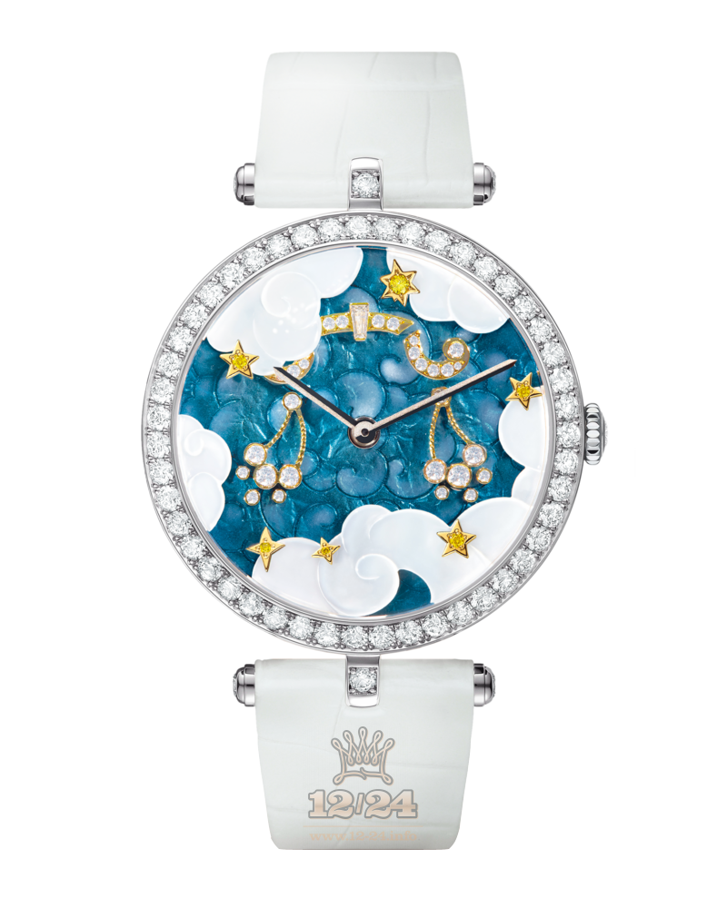 Van Cleef Extraordinary Dials Watch VCARO4I700 White gold Case White Blue Painted Dial