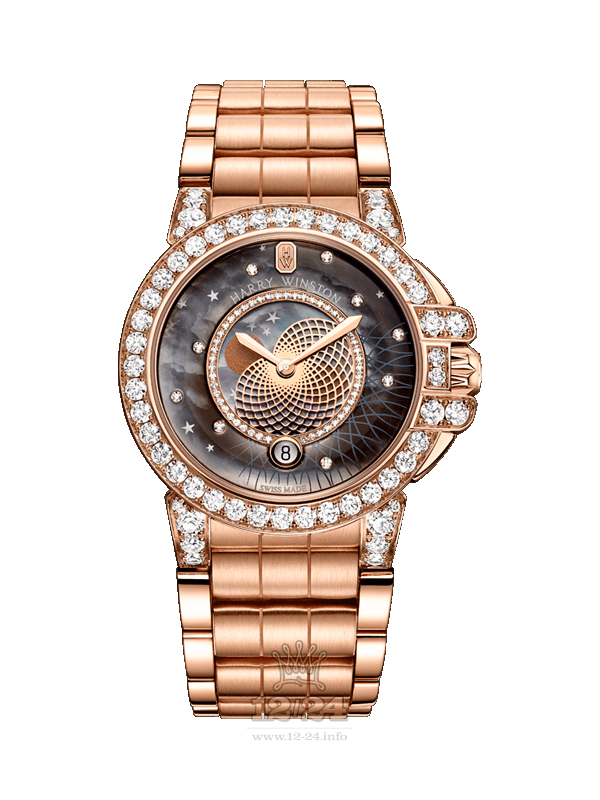Harry Winston The Ocean Collection Watch OCEQMP36RR027 36 mm Pink gold Case White Black Gray Dial