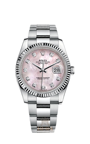 Rolex Datejust Watch 116234-0150 36 mm Steel / White gold Case Pink Dial