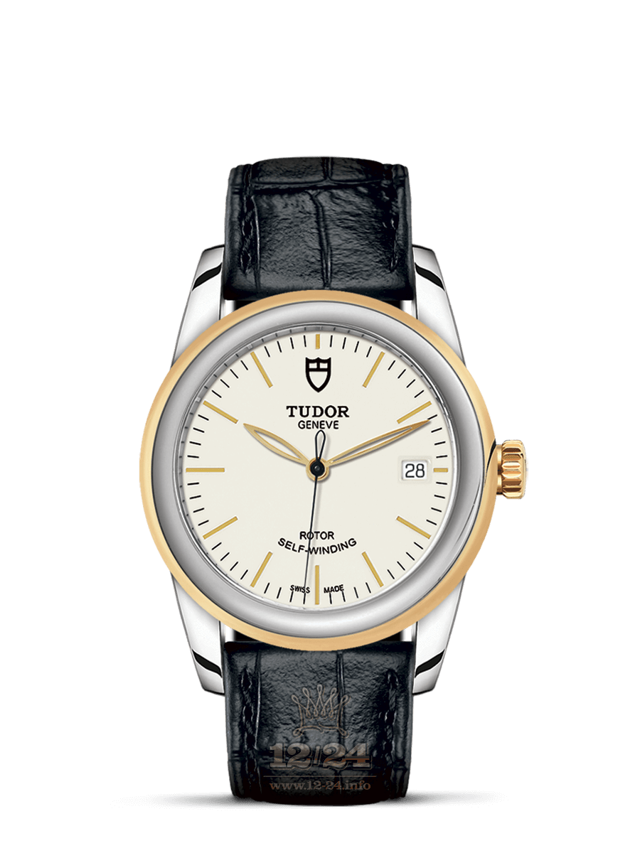 Tudor Glamour Watch M55003-0086 36 mm Stainless steel Yellow gold Case White Dial