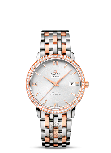 Omega Prestige Watch 424.25.37.20.52.001 37 mm Steel / Pink gold Case Silver Dial