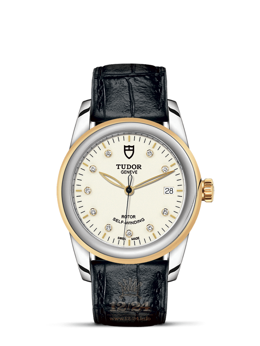 Tudor Glamour Watch M55003-0095 36 mm Stainless steel Yellow gold Case White Dial