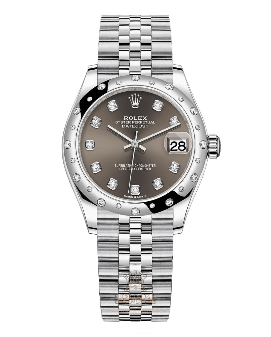 Rolex Datejust Watch 278344rbr-0008 31 mm Stainless steel White gold Case Gray Dial
