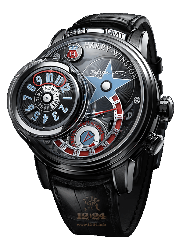 Harry Winston Opus Series Watch OPUMHM55WW001 55 mm White gold Case Black Red Dark blue Dial