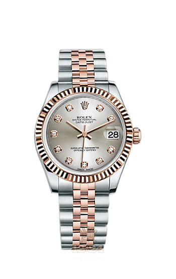 Rolex Lady-Datejust Watch 178271-0030 31 mm Steel / Pink gold Case Silver Dial