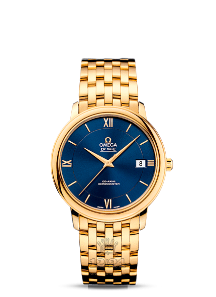 Omega Prestige Watch 424.50.37.20.03.001 37 mm Yellow gold Case Dark blue Dial