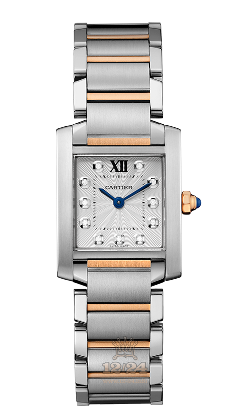 Cartier Tank Watch WE110004 25 mm Steel / Pink gold Case Silver Dial