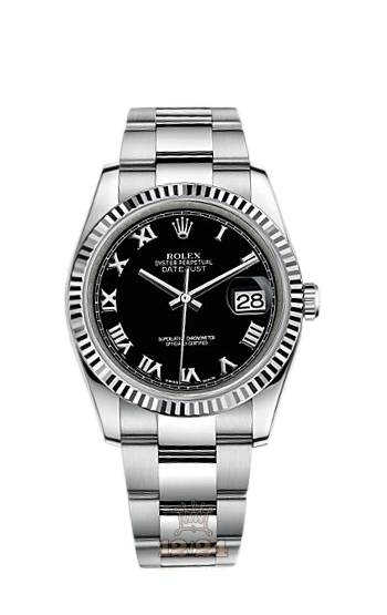 Rolex Datejust Watch 116234-0146 36 mm Steel / White gold Case Black Dial