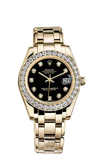 Rolex Pearlmaster Watch 81298-0028 34 mm Yellow gold Case Black Dial