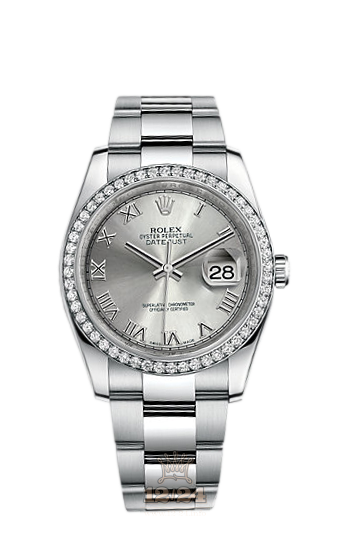 Rolex Datejust Watch 116244-0028 36 mm Steel / White gold Case Silver Dial