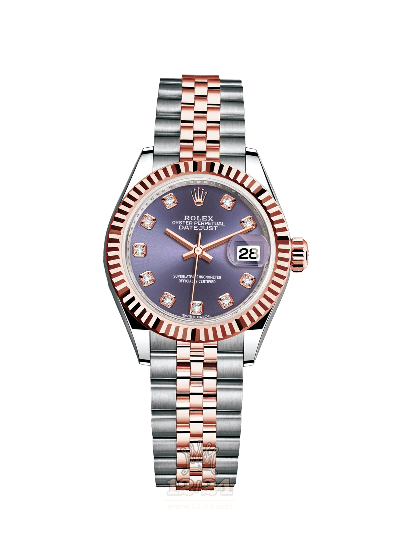 Rolex Datejust Watch 279171-0015 28 mm Steel / Pink gold Case Dark blue Purple Dial