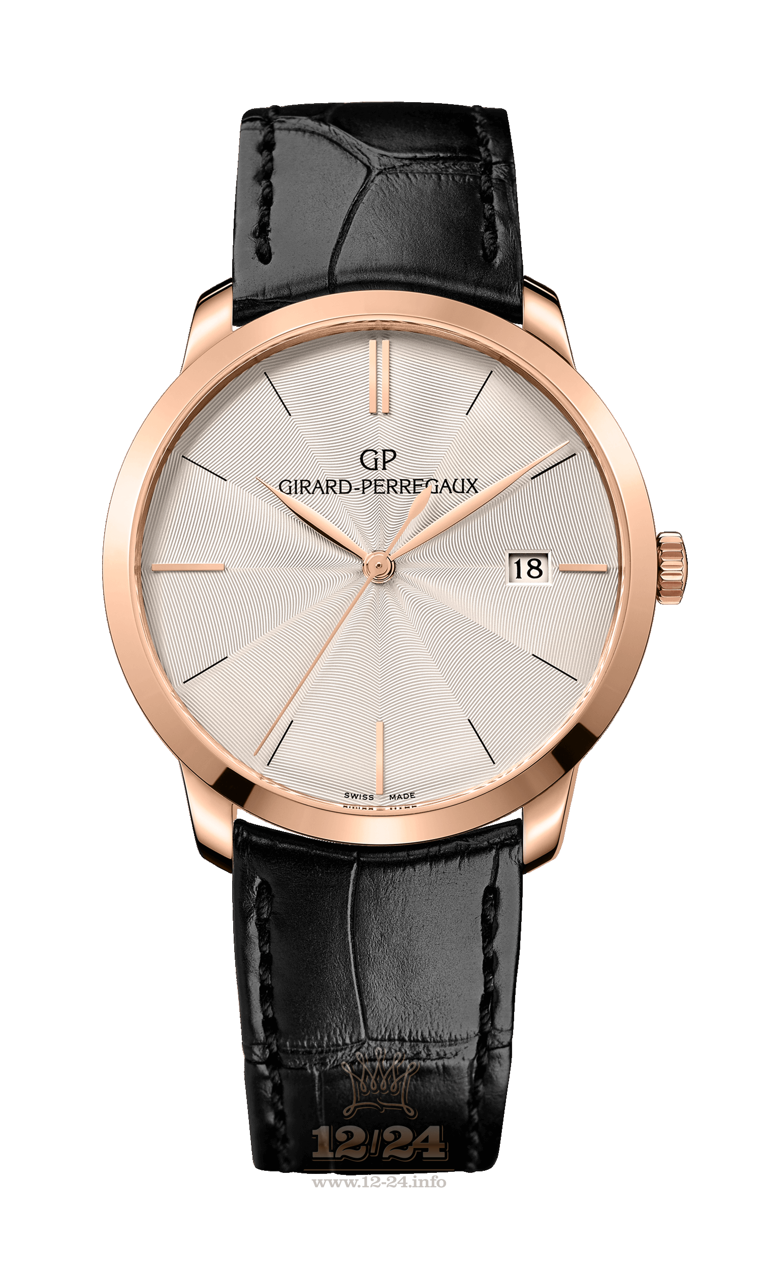 Girard Perregaux 1966 Watch 49525-52-133-BB60 Pink gold Case Silver Dial