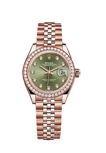 Rolex Datejust Watch 279135rbr-0015 28 mm Pink gold Case Green Dial