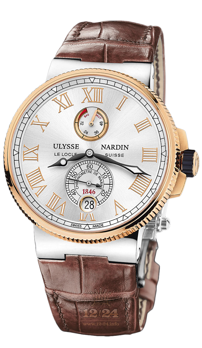 Ulysse Nardin Marine Watch 1185-122/41 V2 45 mm Pink gold Titanium Case Silver Dial