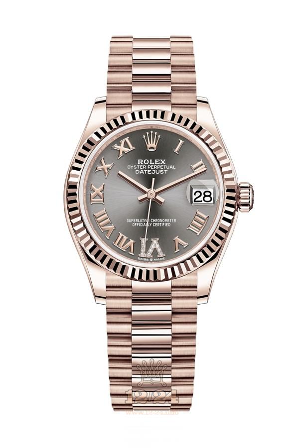Rolex Datejust Watch 278275-0033 31 mm Pink gold Case Gray Silver Dial