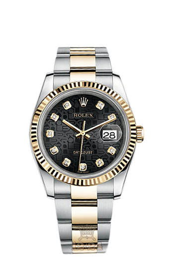 Rolex Datejust Watch 116233-0189 36 mm Steel / Yellow gold Case Black Dial