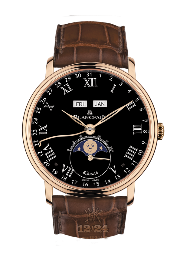 Blancpain Villeret Watch 6639-3637-55B 42 mm Red gold Case Black Dial