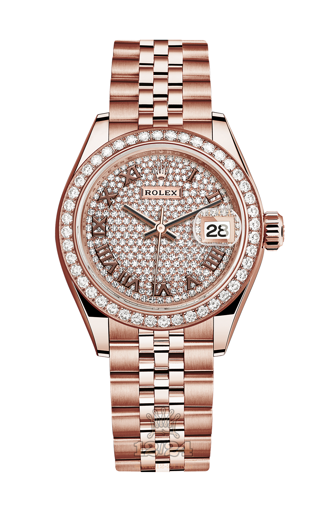 Rolex Datejust Watch 279135rbr-0022 28 mm Pink gold Case Silver Golden Dial