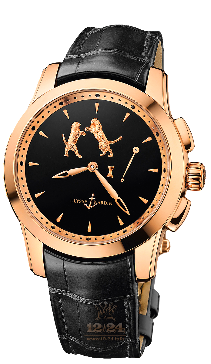 Ulysse Nardin Classic Watch 6109-130/E2-TIGER 43 mm Pink gold Case Black Dial