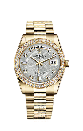 Rolex Day-Date Watch 118348-0022 36 mm Yellow gold Case Gray Silver Dial