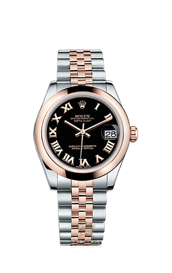 Rolex Datejust Watch 178241-0065 31 mm Steel / Pink gold Case Black Dial