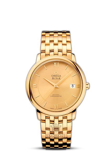 Omega Prestige Watch 424.50.37.20.08.001 37 mm Yellow gold Case Golden Dial