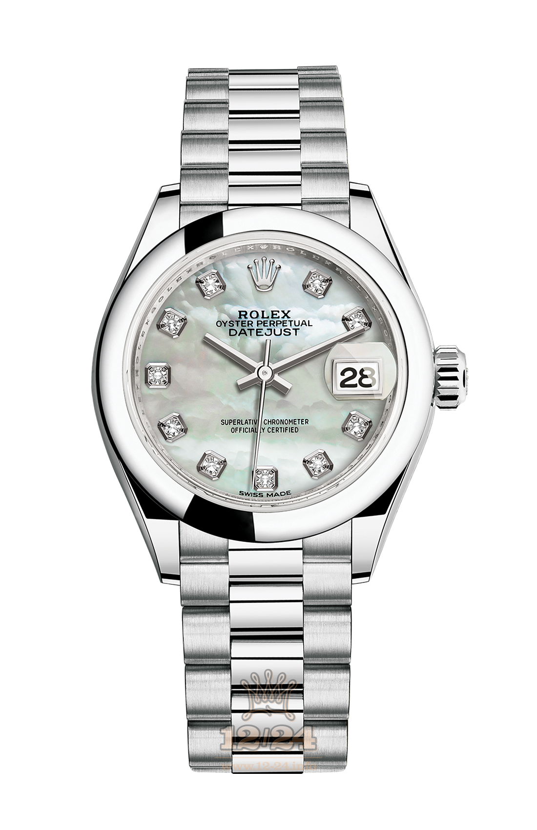 Rolex Datejust Watch 279166-0008 28 mm Platinum Case Silver Dial