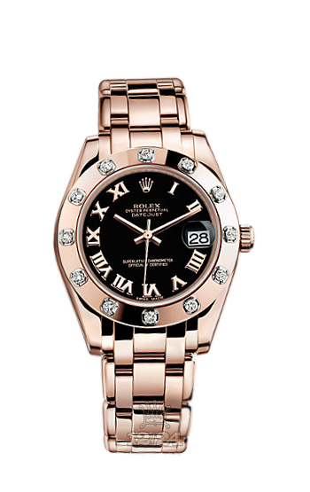 Rolex Pearlmaster Watch 81315-0015 34 mm Pink gold Case Black Dial