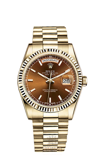 Rolex Day-Date Watch 118238-0418 36 mm Yellow gold Case Golden Brown (chocolate) Dial