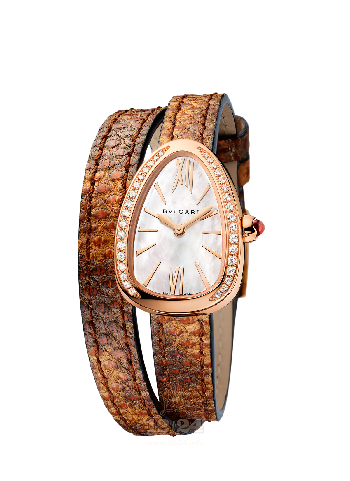 Bvlgari Serpenti Watch 102727 SPP27WPGDL 27 mm Pink gold Case White Dial