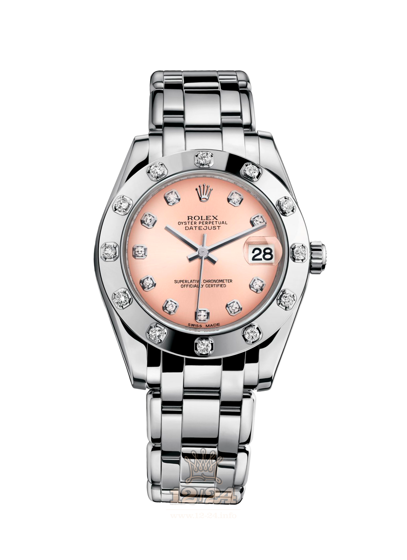 Rolex Pearlmaster Watch 81319-0023 34 mm White gold Case Pink Dial