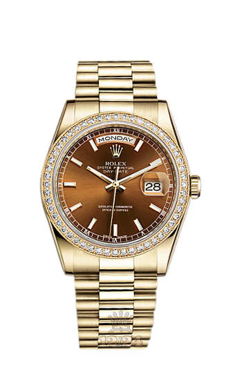 Rolex Day-Date Watch 118348-0160 36 mm Yellow gold Case Golden Brown (chocolate) Dial
