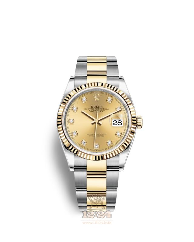 Rolex Datejust Watch 126233-0018 36 mm Steel / Yellow gold Case Golden Dial