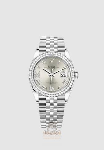 Rolex Datejust Watch 126284rbr-0021 36 mm Stainless steel White gold Case Silver Dial