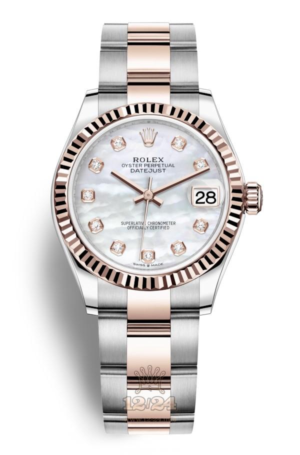 Rolex Datejust Watch 278271-0025 31 mm Stainless steel Pink gold Case White Dial