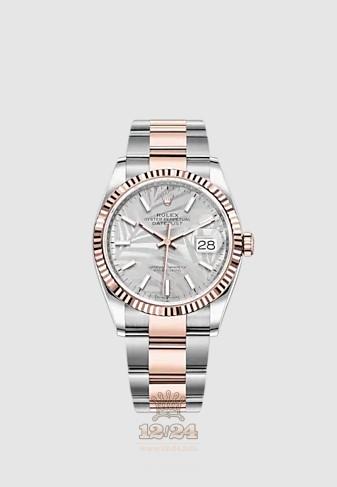 Rolex Datejust Watch 126231-0032 36 mm Stainless steel Pink gold Case Gray Silver Dial
