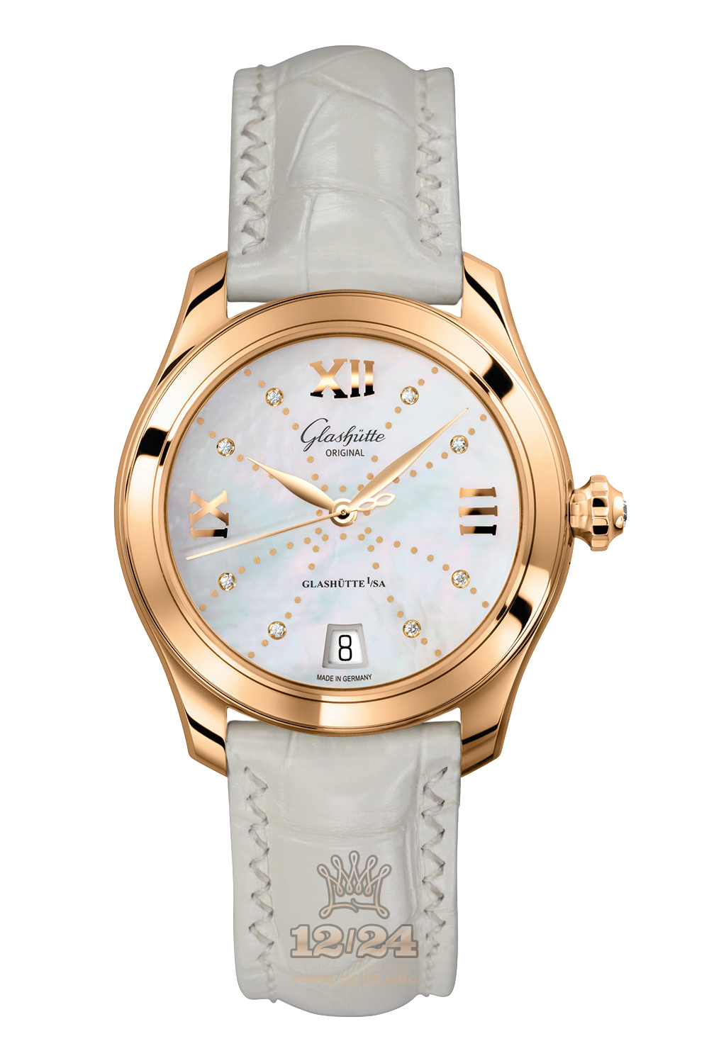 Glashutte Ladies Watch 1-39-22-12-01-04 36 mm Pink gold Case Blue Dial