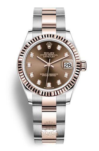 Rolex Datejust Watch 278271-0027 31 mm Stainless steel Pink gold Case Brown (chocolate) Dial