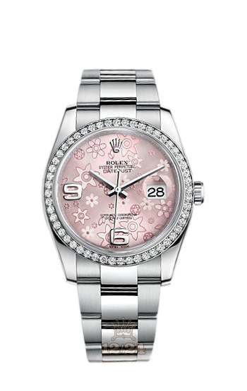 Rolex Datejust Watch 116244-0007 36 mm Steel / White gold Case Pink Dial