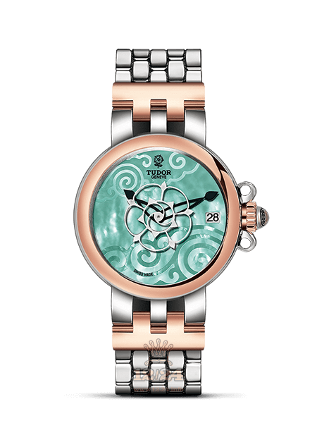 Tudor Clair De Rose Watch 35701-0010 34 mm Steel / Pink gold Case Green Painted Dial