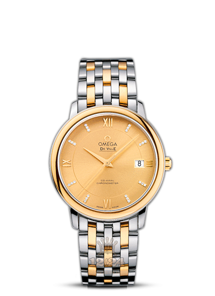 Omega Prestige Watch 424.20.37.20.58.001 37 mm Steel / Yellow gold Case Golden Dial