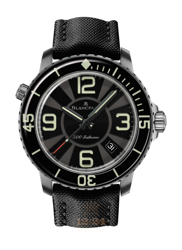 Blancpain Fifty Fathoms Watch 50015-12B30-52B 48 mm Titanium Case Black Dial