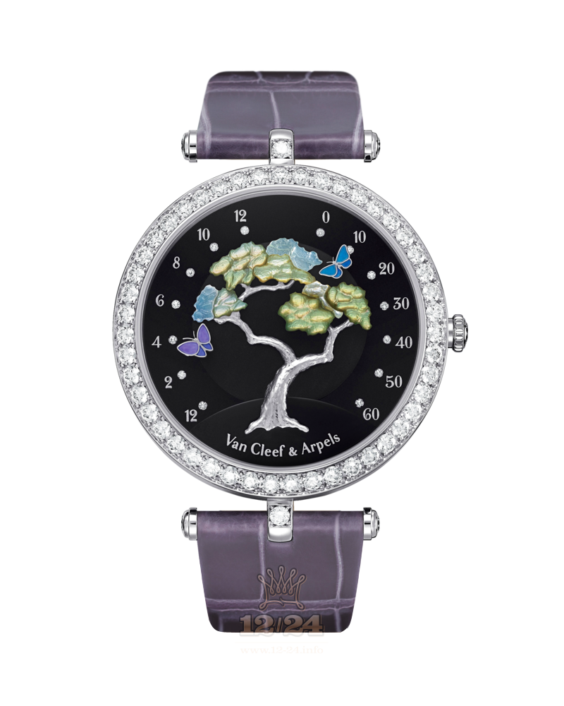 Van Cleef Poetic Complications Watch VCARO44I00 White gold Case Black Painted Dial