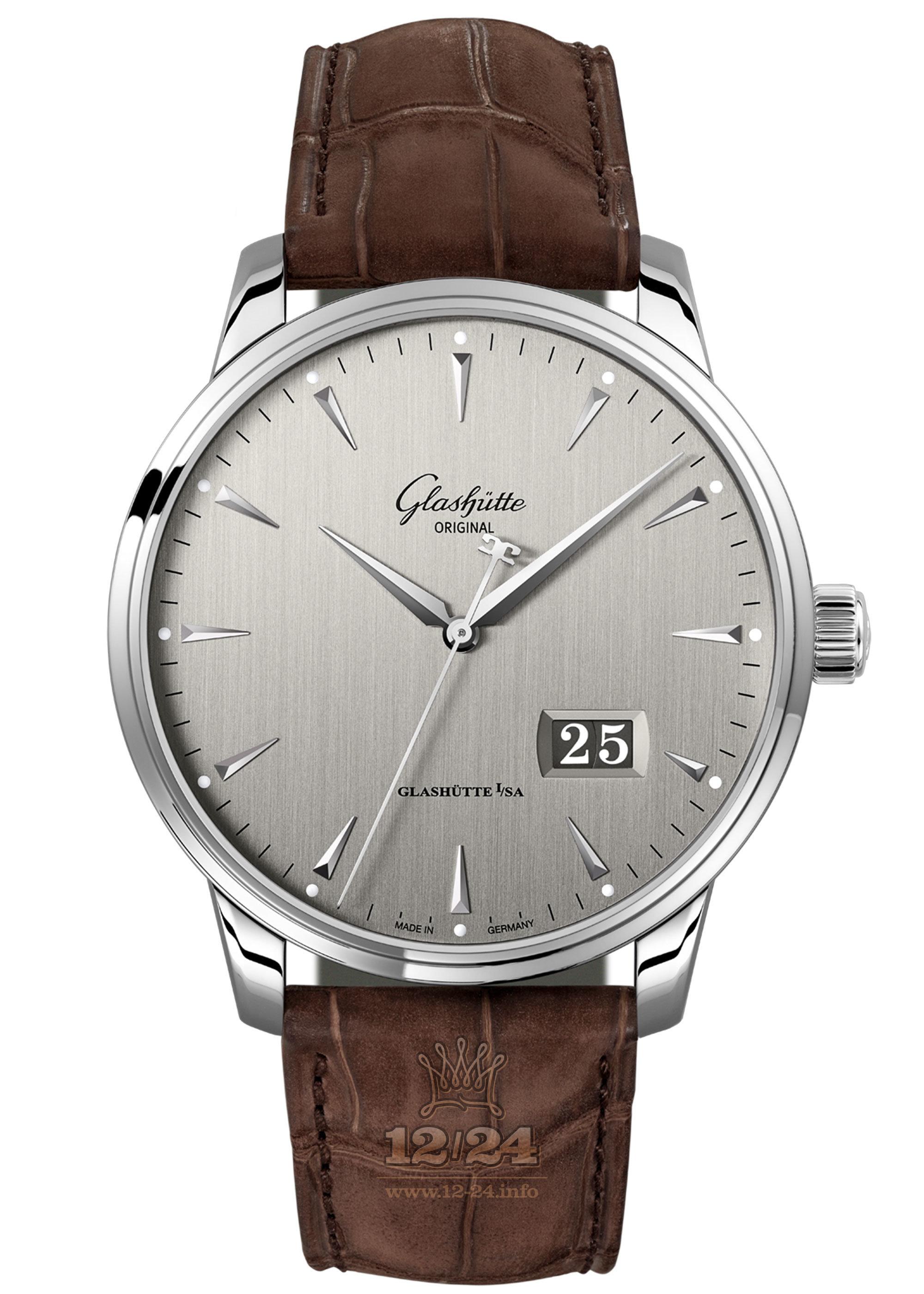 Glashutte Senator Watch 1-36-03-03-02-31 42 mm Stainless steel Case Gray Silver Dial