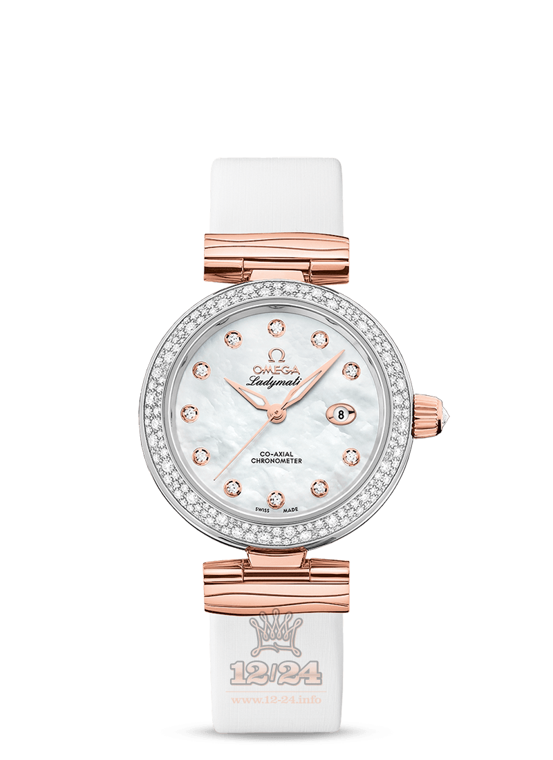 Omega Ladymatic Watch 425.27.34.20.55.004 34 mm Steel / Pink gold Case White Dial