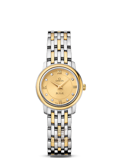 Omega Prestige Watch 424.20.24.60.58.001 24 mm Steel / Yellow gold Case Golden Dial
