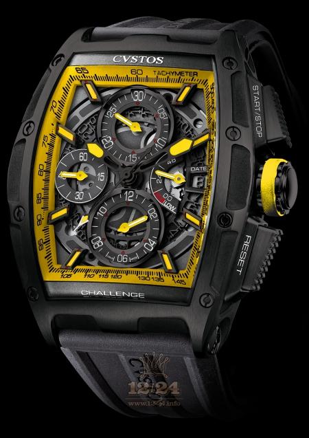 Cvstos Challenge Watch Chrono II GT Yellow Storm Stainless steel DLC coating Case Black Yellow Dial