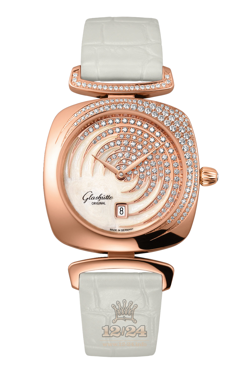 Glashutte Ladies Watch 1-03-01-03-15-01 31 mm Pink gold Case Silver Golden Dial