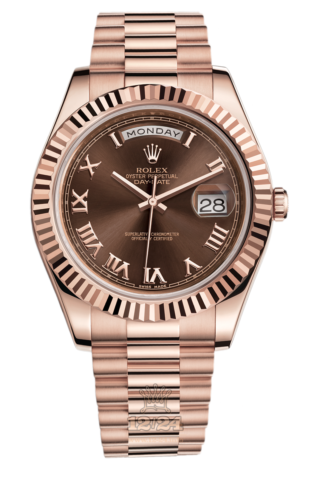 Rolex Day-Date II Watch 218235-0035 41 mm Pink gold Case Brown (chocolate) Dial